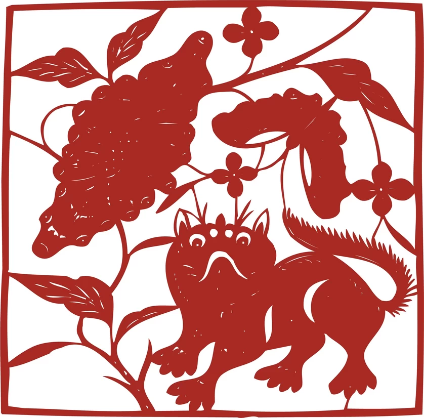 中国风中式传统喜庆民俗人物动物窗花剪纸插画边框AI矢量PNG素材【656】